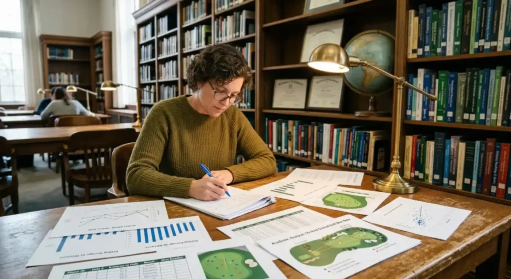Academic research setting representing Columbia University Strokes Gained methodology development in 2011