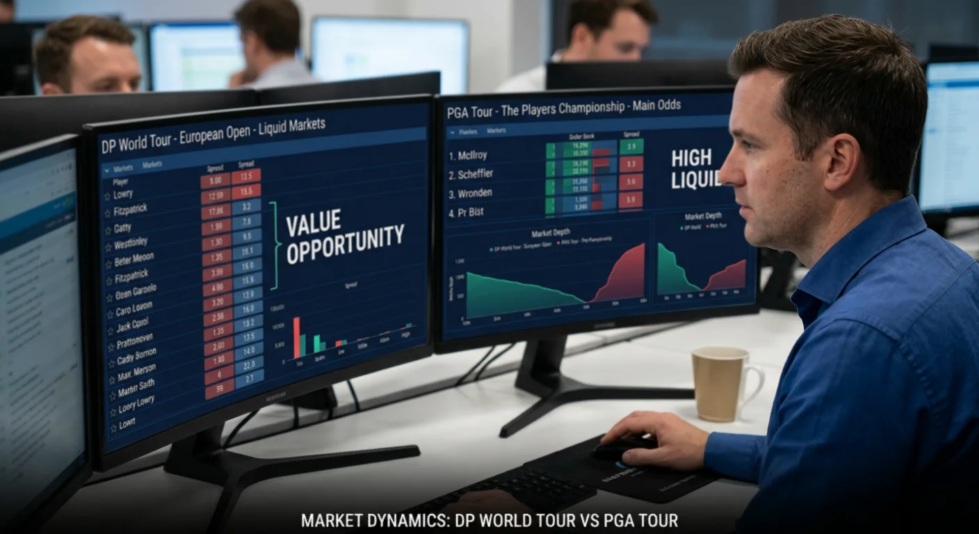 DP World Tour betting market showing thin liquidity and value pricing compared to PGA Tour