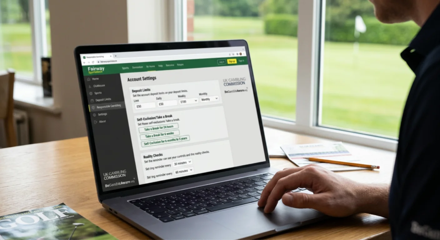Online betting account settings screen showing deposit limits and self-exclusion player protection tools