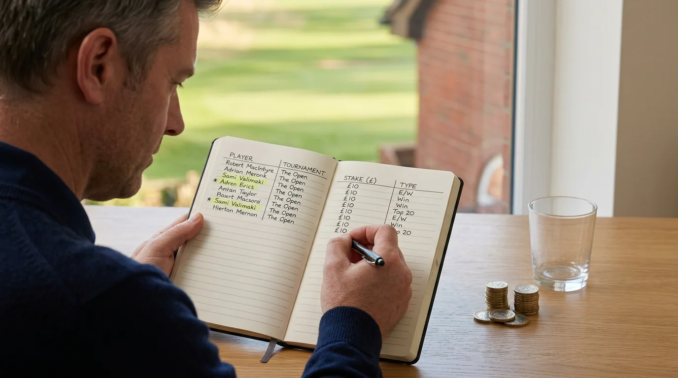Bankroll management spreadsheet showing level stakes approach for golf betting over a season