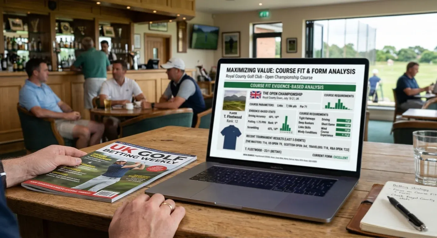 Golf betting form guide showing course fit analysis combined with recent tournament results