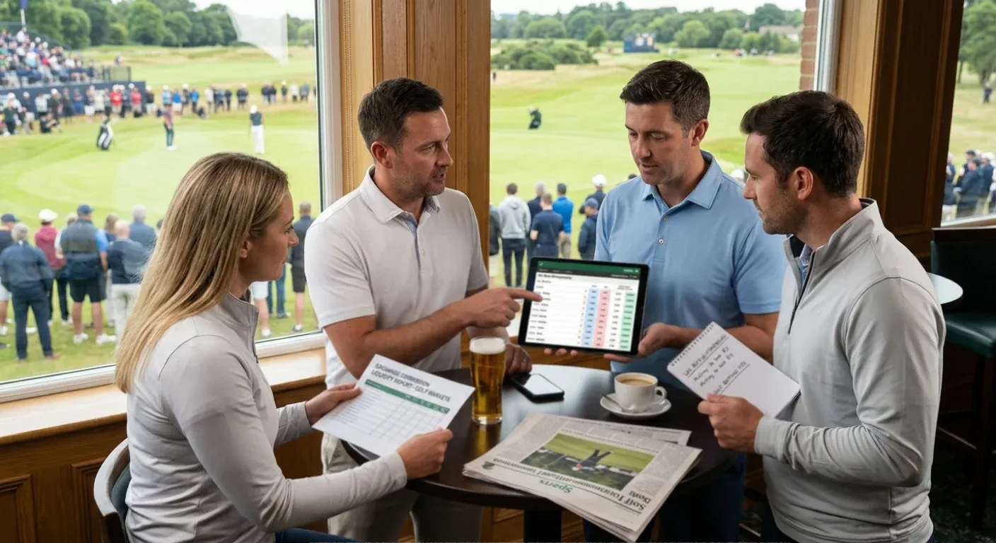 Betting exchange golf market showing commission rates and available liquidity for outright bets