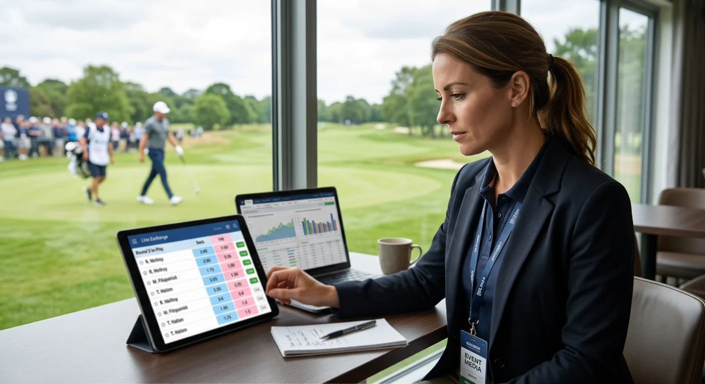 Betting exchange in-play golf trading screen showing price movement during live tournament