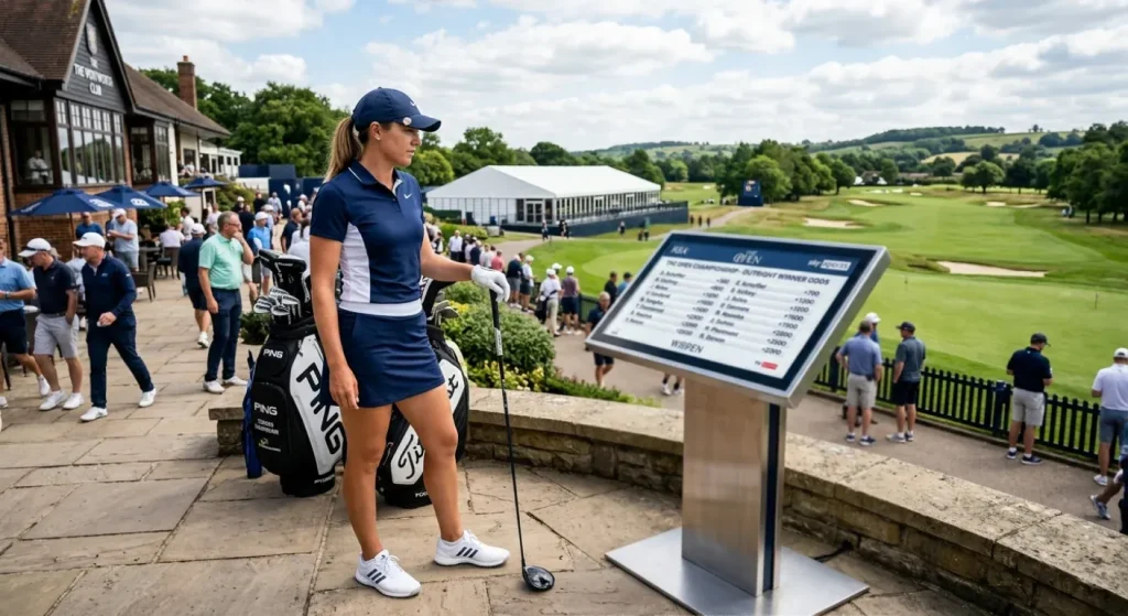 Golf tournament outright winner market showing full field odds before a professional event