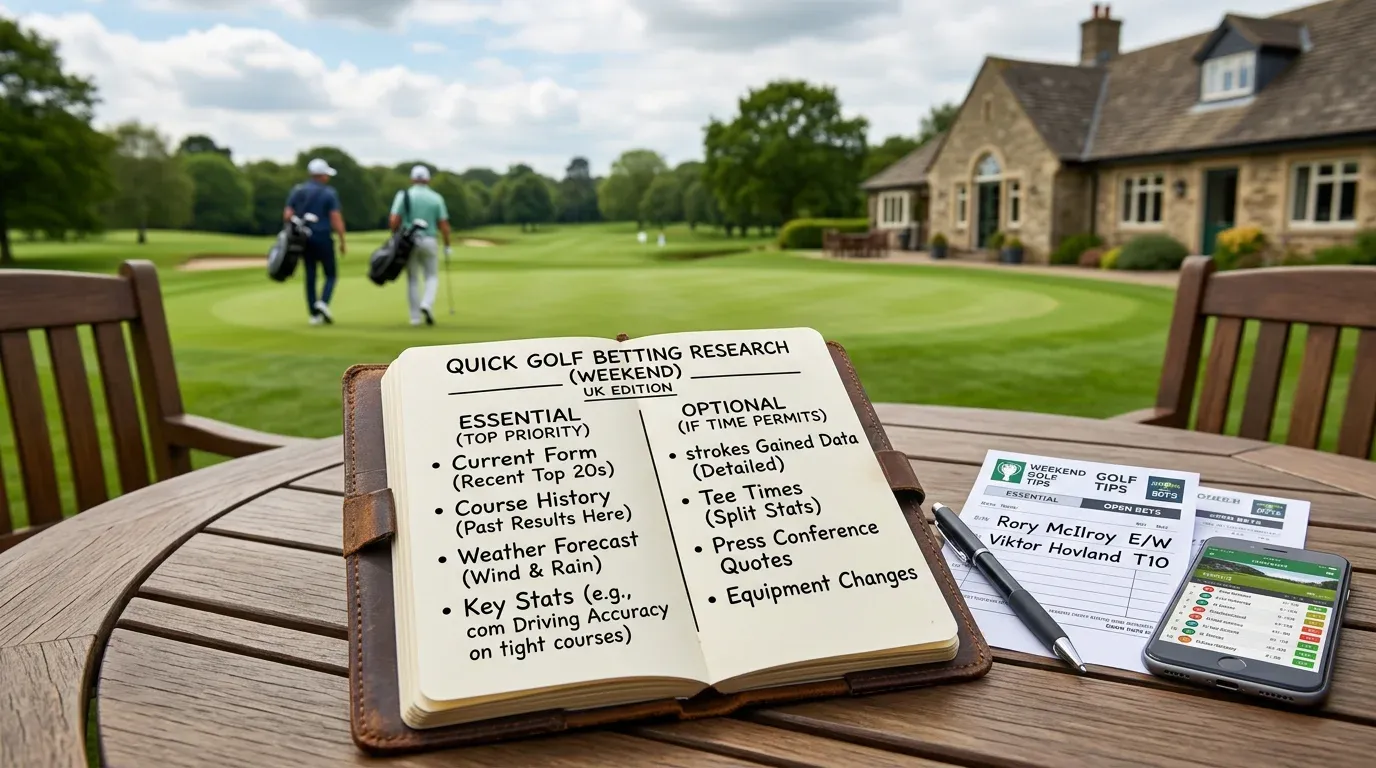 Priority list showing essential versus optional golf betting research when time is limited