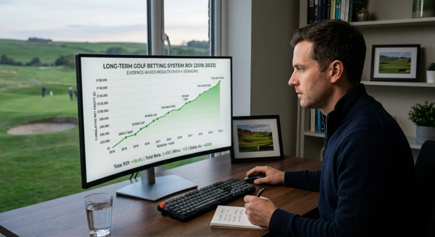 Long-term profit and loss graph for a systematic golf betting approach over multiple seasons