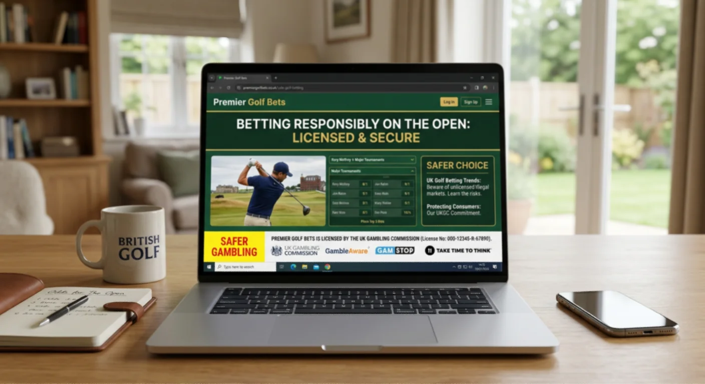 UKGC-licensed bookmaker homepage showing regulatory information and consumer protection marks