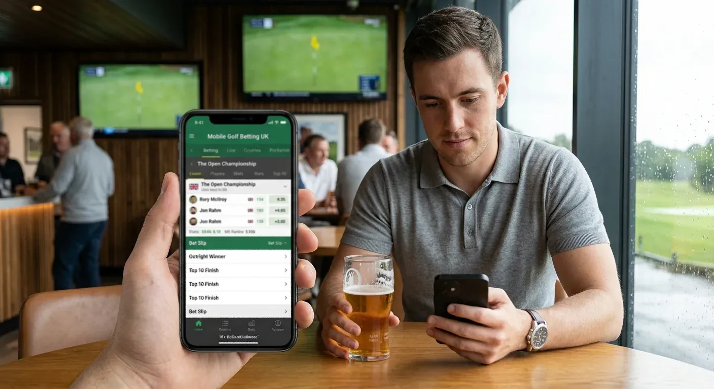 Infographic showing 43% of UK bettors using mobile phones for sports betting online