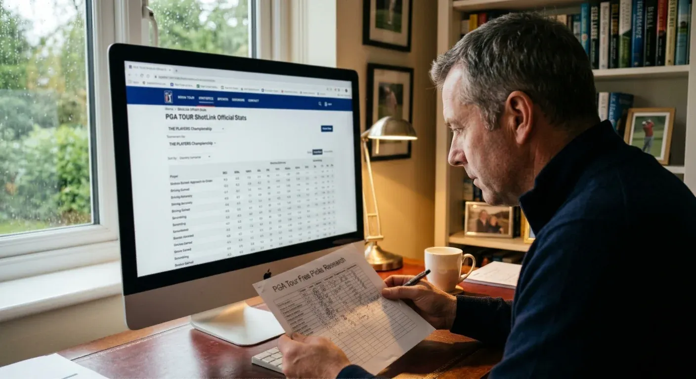 PGA Tour official statistics page showing ShotLink performance metrics for current season