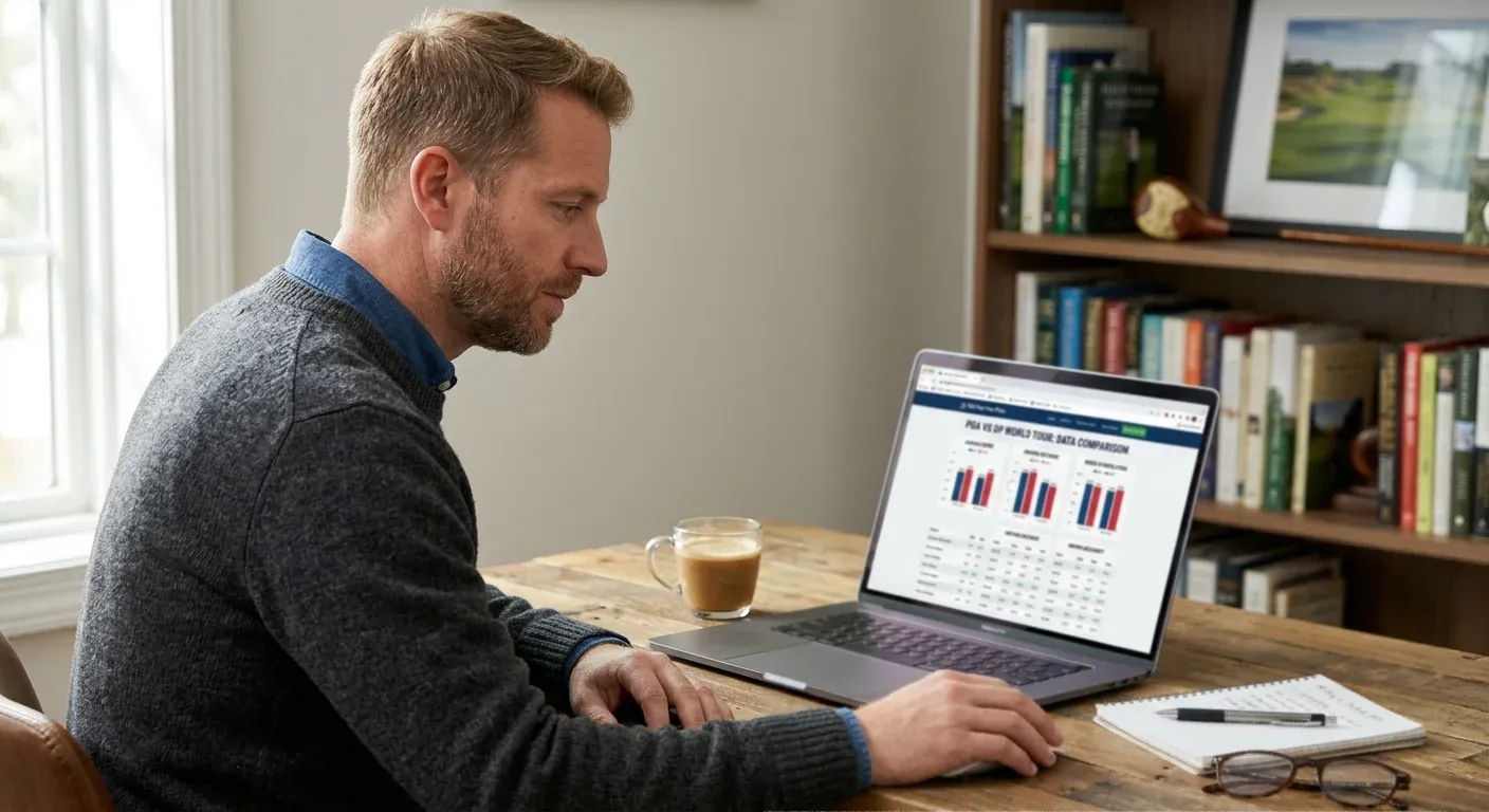 Side-by-side comparison of PGA Tour and DP World Tour data availability for betting research