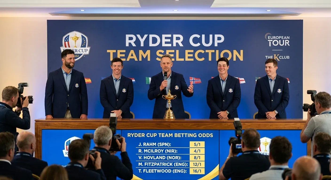 Ryder Cup team announcement ceremony with captain and selected players on stage