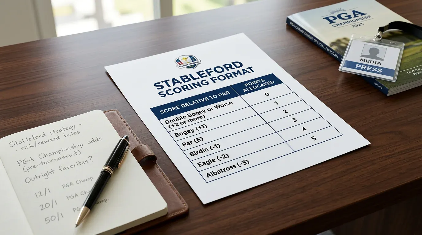 Stableford golf scoring format chart showing points allocation for different scores per hole
